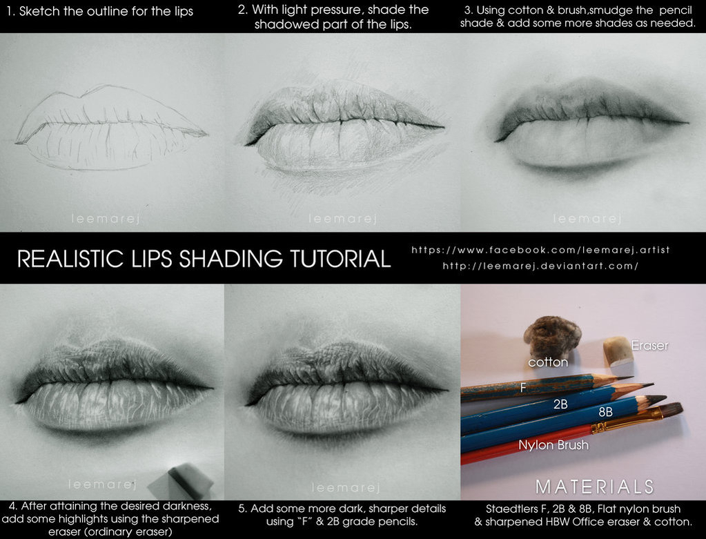 1023x781 Realistic Tutorial Step Lip Drawing Pictures - Lips Sketch Tutorial