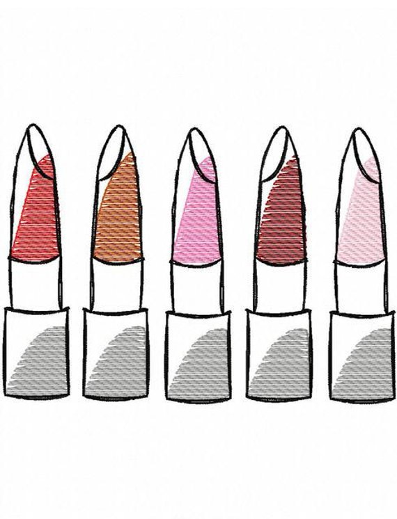 570x746 Lipstick Sketch Machine Embroidery Design Instant Download Etsy - Lipstick Sketch
