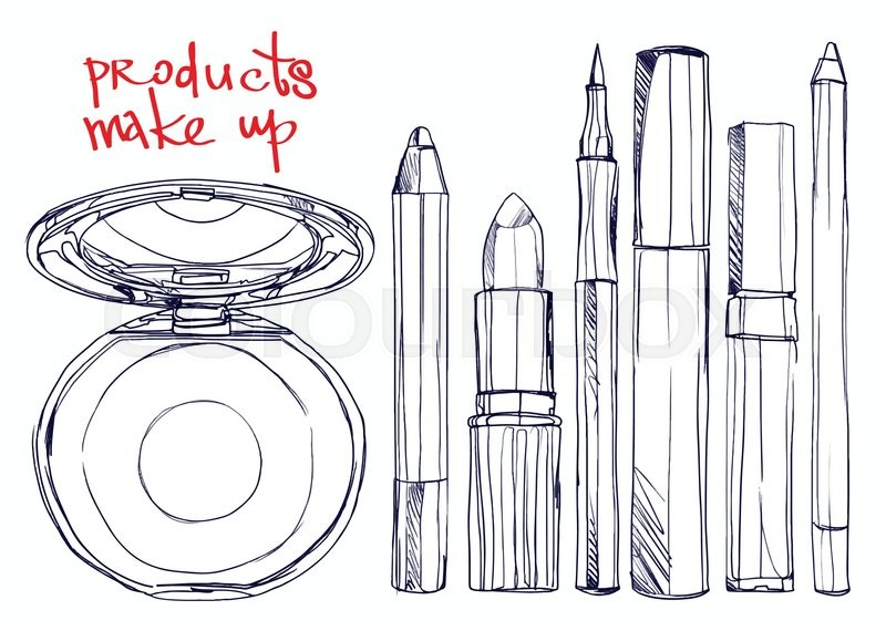 800x570 Sketch Pen. Set Of Decorative Cosmetics - Lipstick Sketch