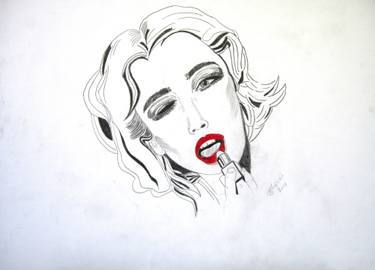 375x270 Lipstick Drawing By Maria Tsampi Saatchi Art - Lipstick Sketch