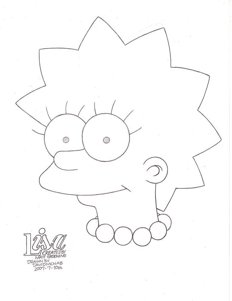 784x1019 Lisa Simpson By Shenhua - Lisa Simpson Sketch