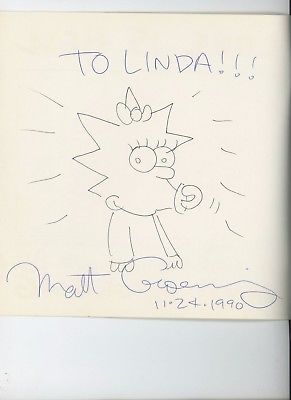 291x400 Matt Groening Signed Lisa Simpson Sketch The Simpsons Rare Og - Lisa Simpson Sketch