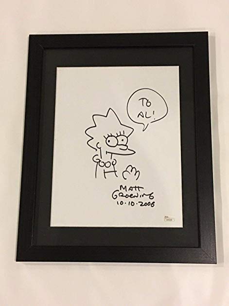 471x628 Matt Groening Signed Framed Lisa Simpson Sketch The Simpsons Rare - Lisa Simpson Sketch