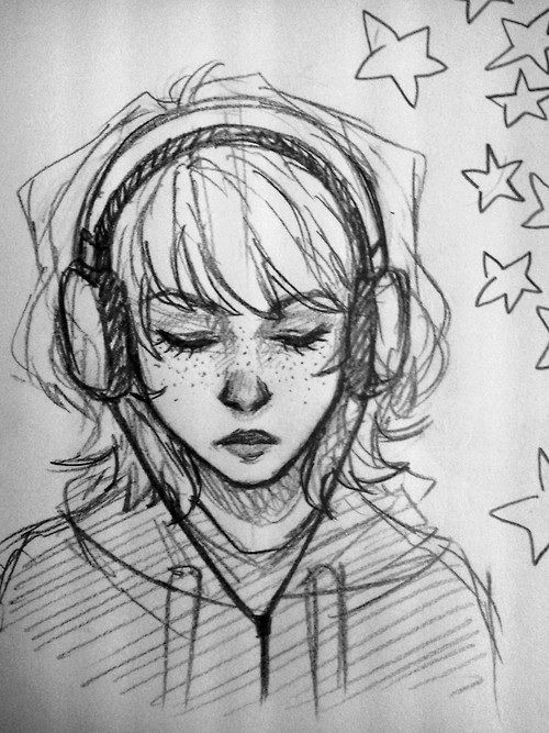 Listening Sketch at PaintingValley.com | Explore collection of ...