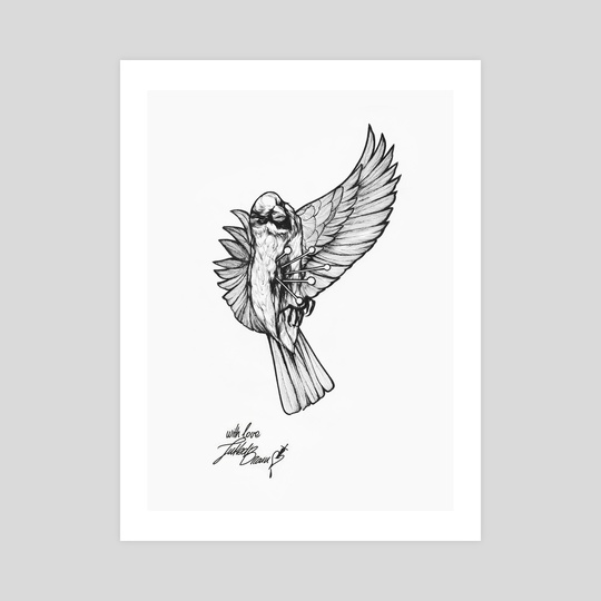 540x540 Little Bird (Collection, Number 2), An Art Print By Inked Brain - Little Bird Sketch