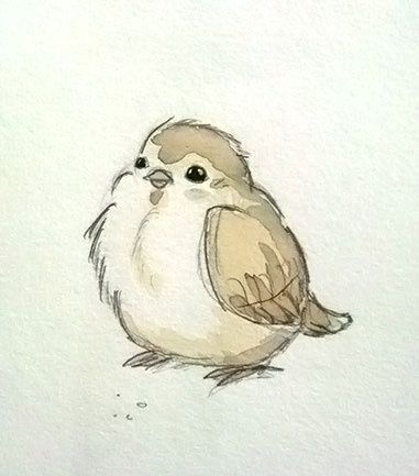 381x433 Little Bird Sketch And Watercolor - Little Bird Sketch