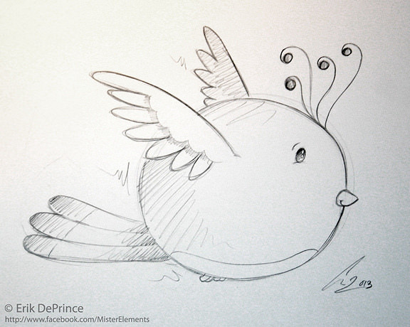 576x460 Cute Little Bird Sketch. - Little Bird Sketch