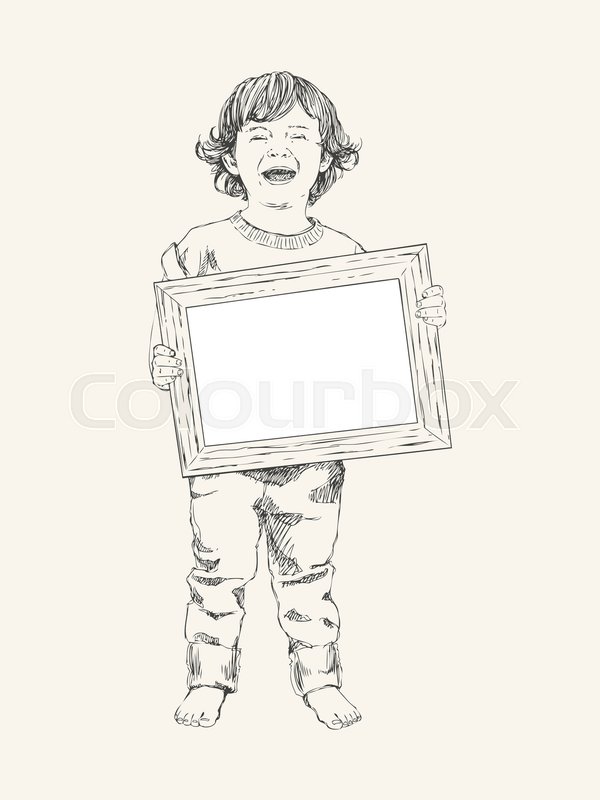 600x800 Hand Drawing Linear Sketch Of Children. Little Boy. Modern Style - Little Boy Sketch