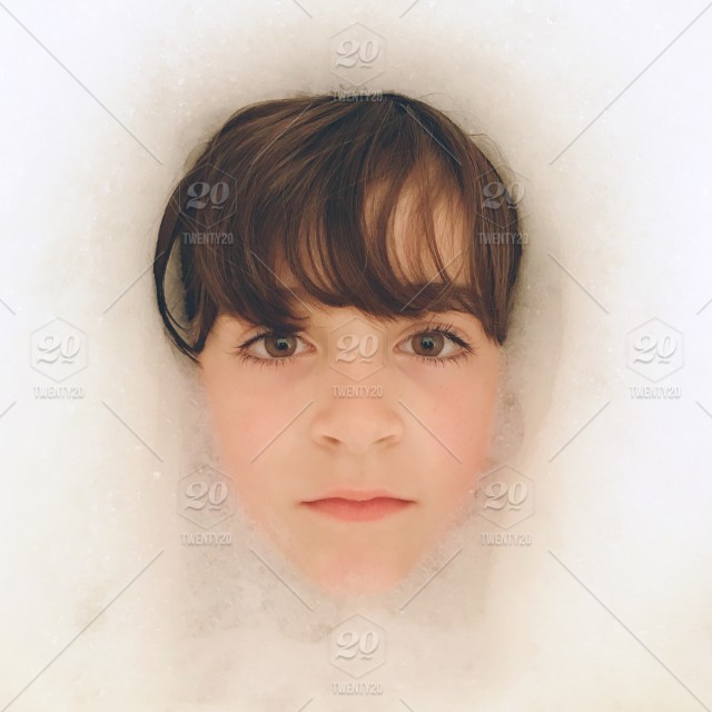 640x640 Little Girl In Bubble Bath, Brown Hair, Brown Eyes, Face Portrait - Little Girl Face Sketch