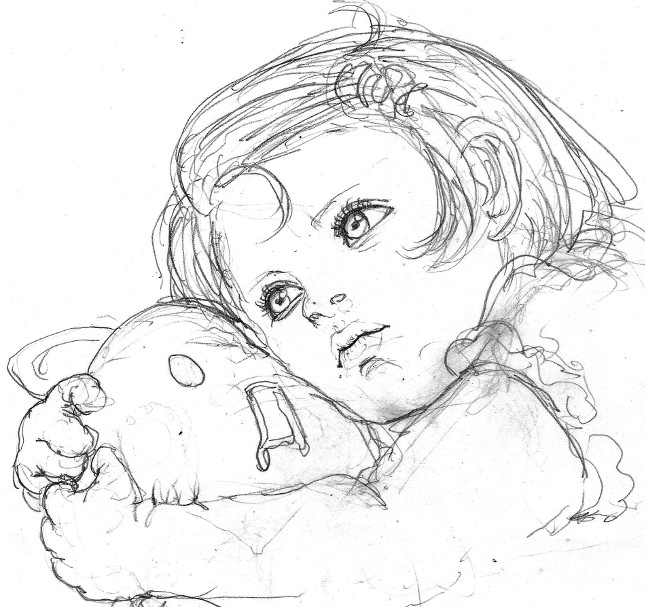 645x607 Sketches - Little Girl Sketch