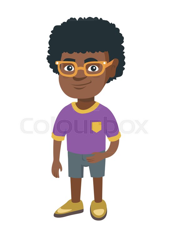 550x800 Smiling Little African American Kid Boy. Full Length Of Happy - Little Kid Sketch