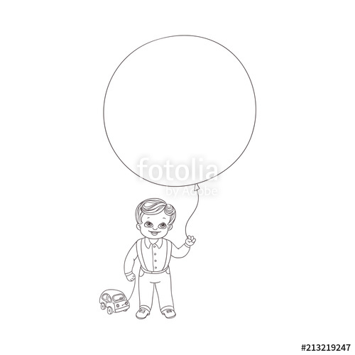 500x500 Vector Flat Sketch Little Boy Child Standing Holding Big Air - Little Kid Sketch
