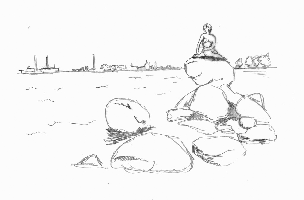 1024x673 Copenhagen - Little Mermaid Sketch