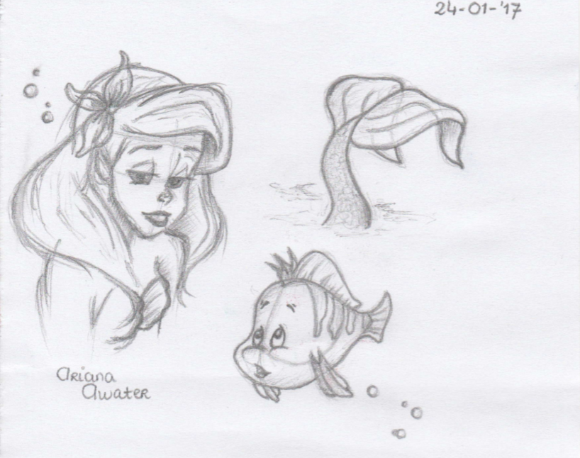818x646 Disney Little Mermaid Sketches By Ariana 1997 - Little Mermaid Sketch