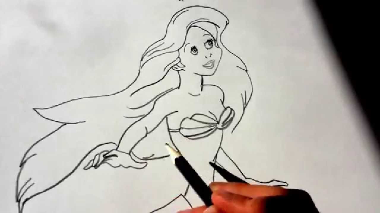 1280x720 How To Draw Ariel The Little Mermaid - Little Mermaid Sketch