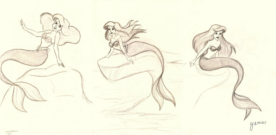 900x442 Little Mermaid Sketches By Gizmar - Little Mermaid Sketch