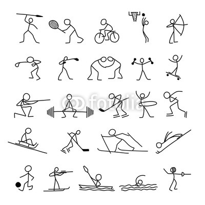 400x400 Cartoon Icons Sport Set Of Sketch Little People In Cute Miniature - Little People Sketch