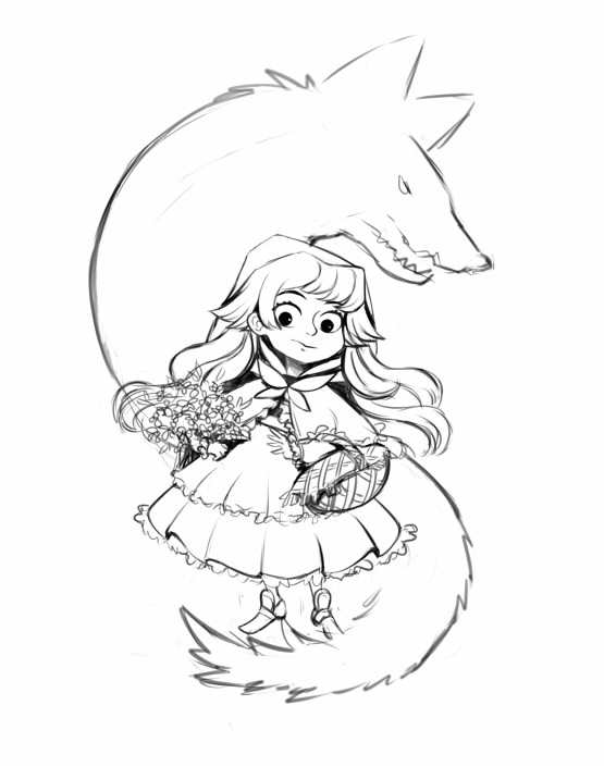 555x705 How To Create A Little Red Riding Hood Inspired Fairytale - Little Red Riding Hood Sketch