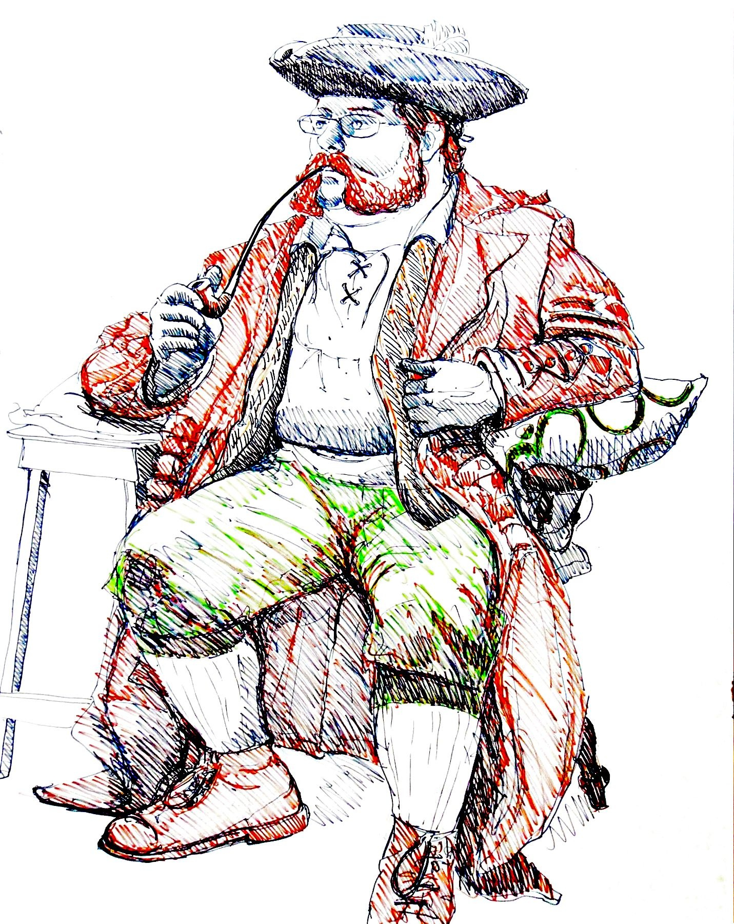 1431x1800 Mycroft Milverton Pirate Liver Sketch Club Al Lovett Felt Tip - Liver Sketch