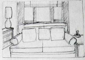 300x213 Quick Sketches Around The House My Painting Practice - Living Room Sketch