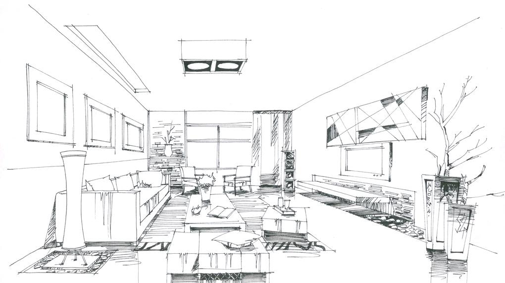 Living Room Sketch at PaintingValley.com | Explore collection of Living ...