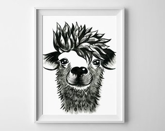 340x270 Llama Sketch Etsy - Llama Sketch