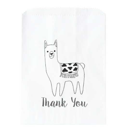 540x540 Modern Black Amp White Llama Sketch Thank You Favor Bag - Llama Sketch