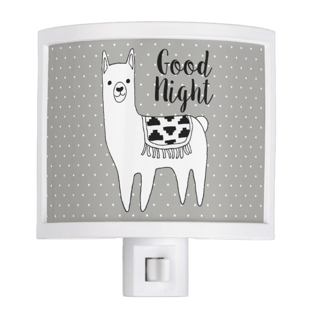 630x630 Trendy Llama Sketch Amp White Dots Good Night Night Light - Llama Sketch