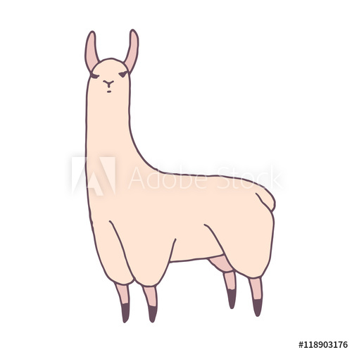 500x500 Vector Cute Lama Illustration. Llama Or Alpaca Hand Drawn Ink - Llama Sketch