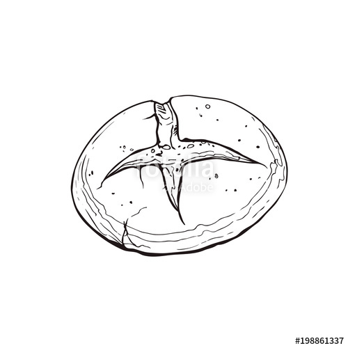 500x500 Hand Drawn Bread Isolated On White Background. Loaf Icon Vector - Loaf Of Bread Sketch