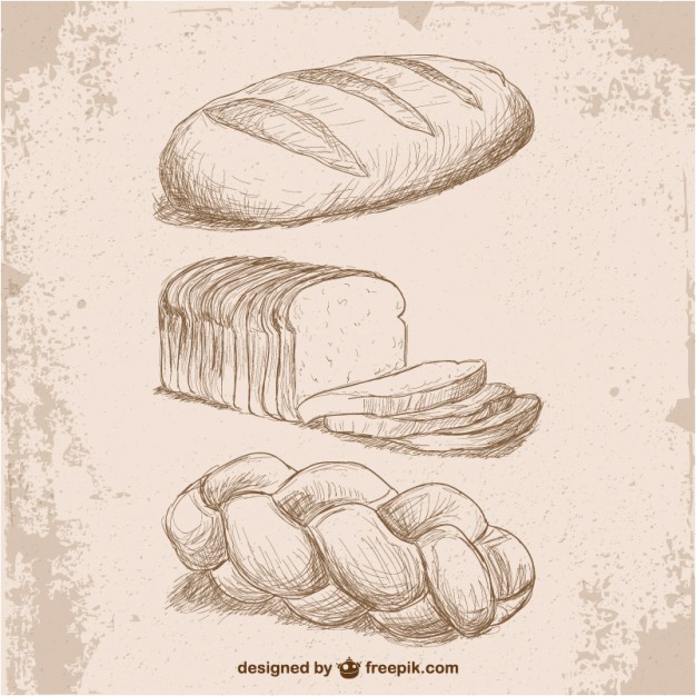 626x626 Retro Style Bread Drawings Vector Free Download - Loaf Of Bread Sketch