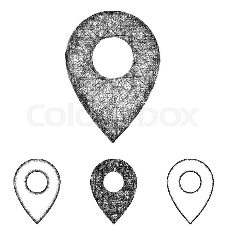 800x800 Location, Pin Icon Design Set - Location Sketch
