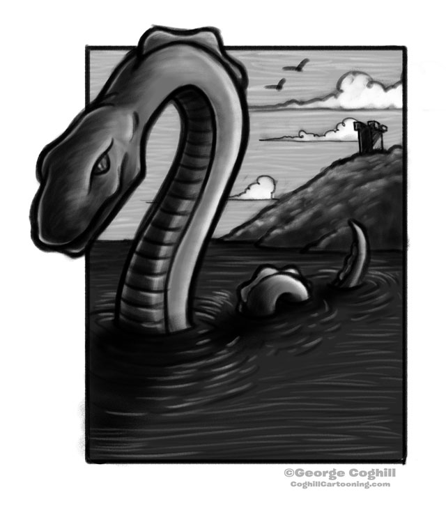 640x742 Loch Ness Monster Cartoon Character Sketch - Loch Ness Monster Sketch