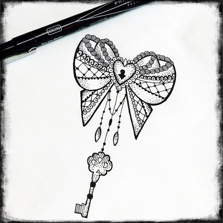 736x736 Drawn Key Ribbon - Lock And Key Sketch