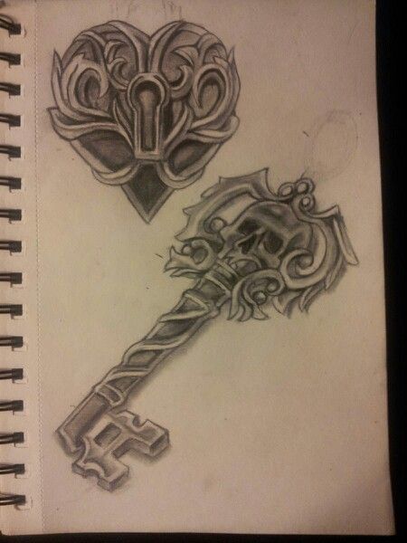 450x600 Tattoo Sketch... Lock And Key Tattoo Tatting, Key - Lock And Key Sketch