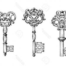 225x225 Vintage Lock Key Design Drawing Pictures - Lock And Key Sketch