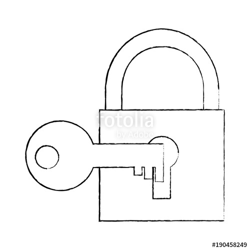 500x500 Safety Lock With Key Icon Image Vector Llustration Design Black - Lock And Key Sketch