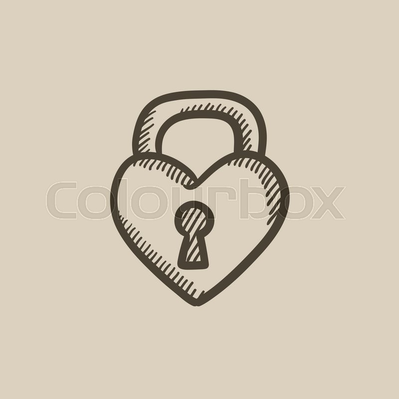 800x800 Lock Shaped Heart Vector Sketch Icon Isolated On Background. Hand - Lock Sketch