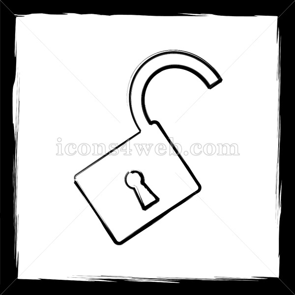 600x600 Open Lock Sketch Icon. - Lock Sketch