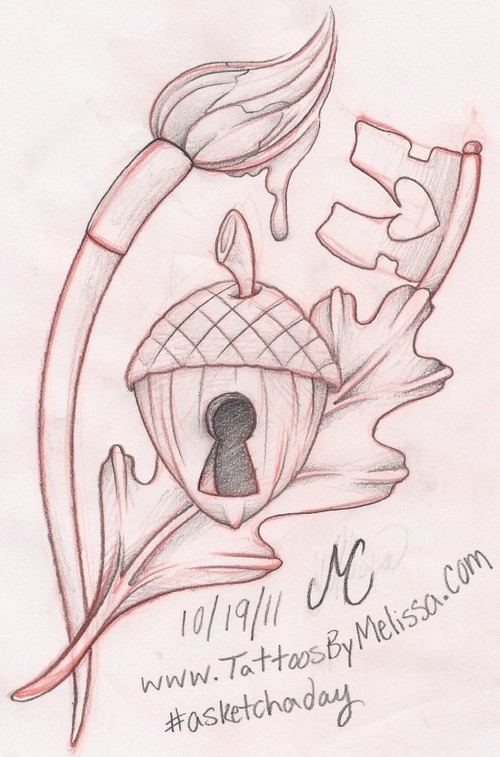 500x757 Loveit Paint Brush, Skeleton Key, Acorn Locket, Sketch, Drawing - Locket Sketch