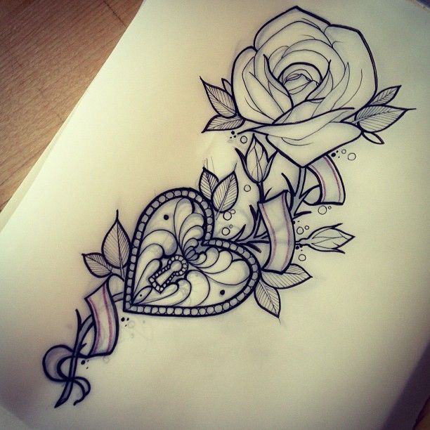 612x612 Rose And Locket Sketch Tattoos , Sketches , And Piercings - Locket Sketch