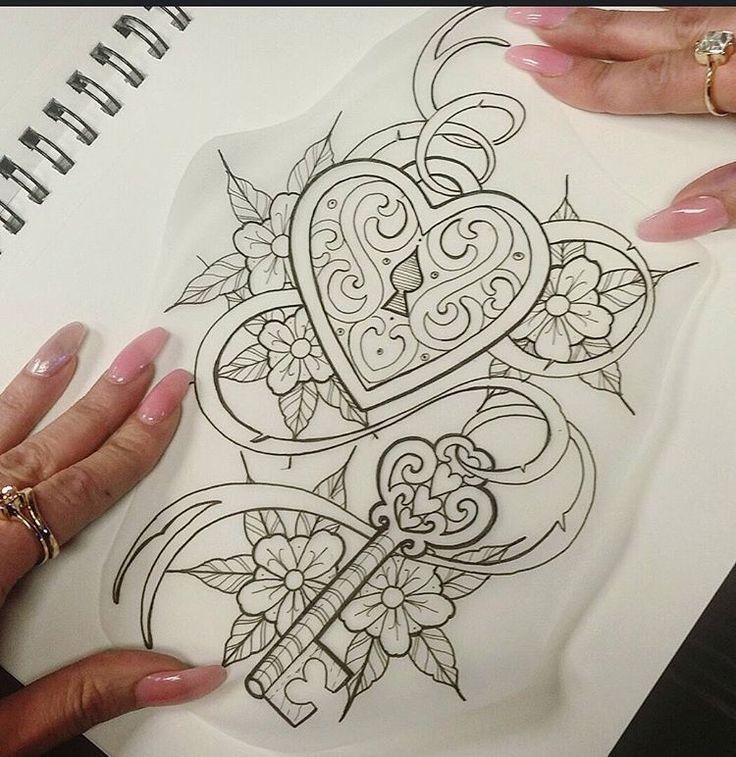 736x757 Unique Women Tattoo - Locket Sketch