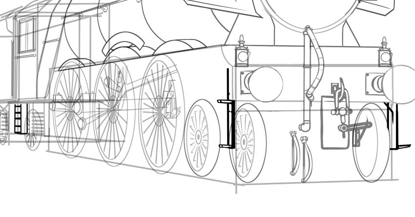 850x445 How To Draw A Classic Steam Locomotive From Scratch - Locomotive Sketch