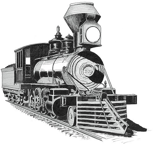500x469 Locomotive Sketch Of A Locomotive - Locomotive Sketch