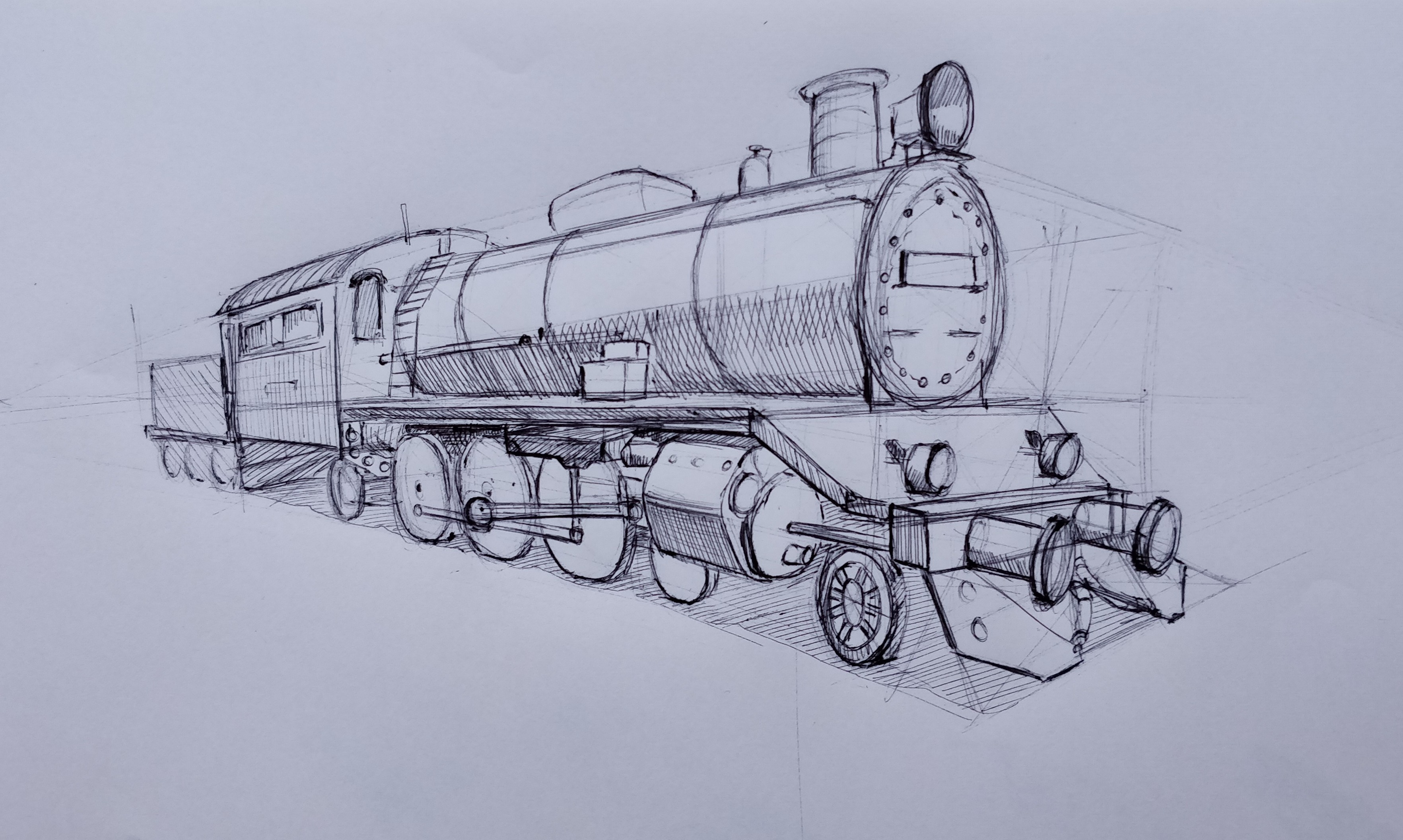 3528x2113 Locomotive Sketch Drawing - Locomotive Sketch