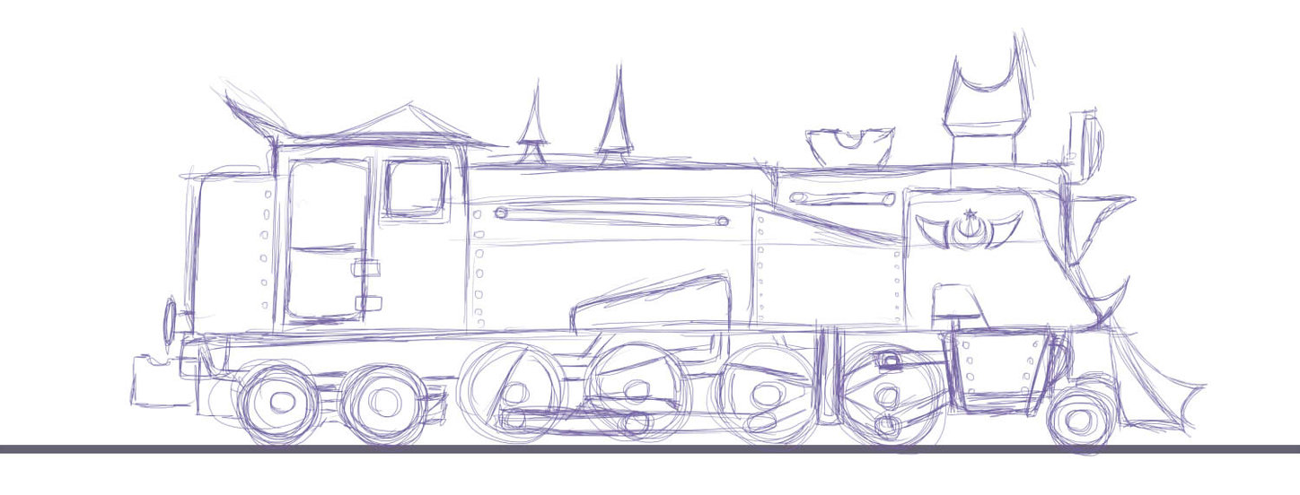 1448x552 Lunar Locomotive Sketch By Comaradeshtormovoi - Locomotive Sketch