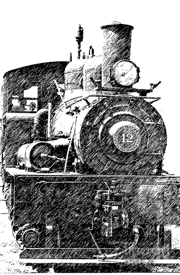 590x900 Pencil Sketch Locomotive Photograph By Randy Harris - Locomotive Sketch