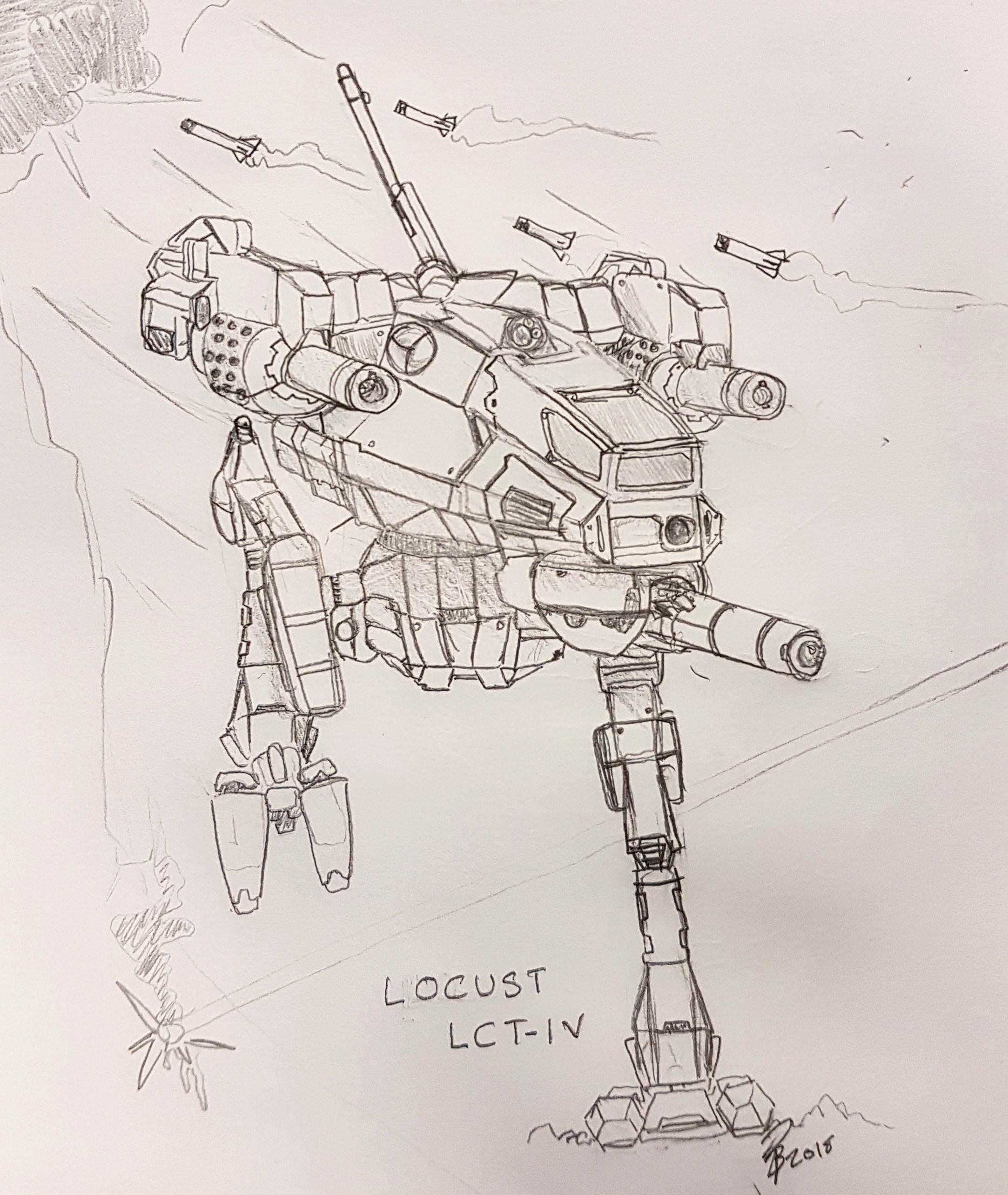 2166x2568 Locust Lct 1v Sketch Battletechgame - Locust Sketch