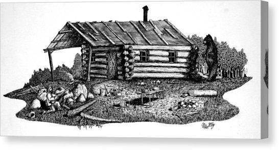 546x294 Log Cabin Drawing By Olin Mckay - Log Cabin Sketch