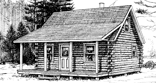 log cabin house drawing